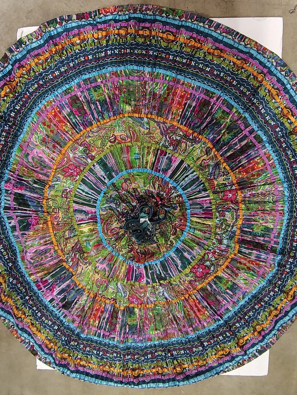 NEW Boho-chic Vibrant Multi-Color Tiered Cotton Maxi Skirt by Travel Smith S
